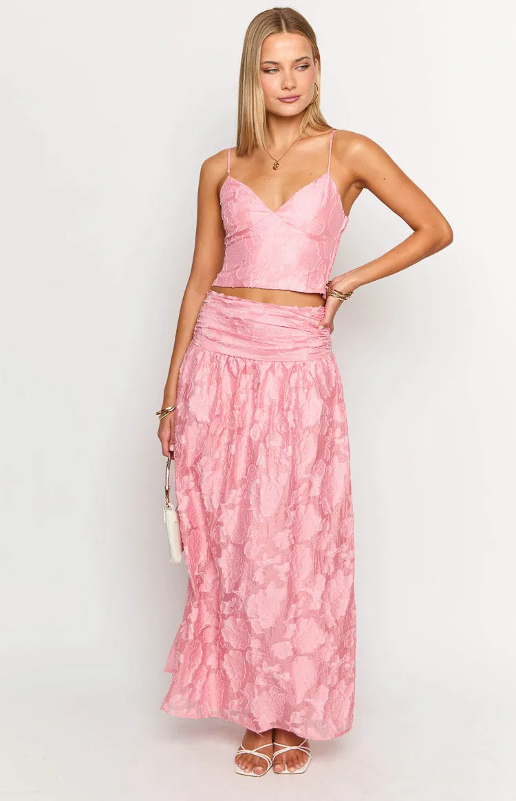 Jewel Pink Floral Maxi Skirt sold by Beginning Boutique product image thumbnail 3
