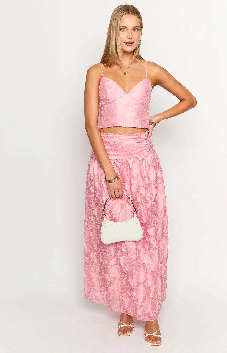 Jewel Pink Floral Maxi Skirt sold by Beginning Boutique product image thumbnail 2