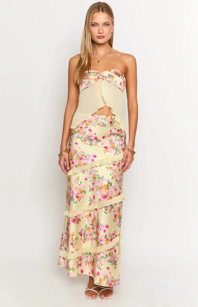 Jacqulin Yellow Bloom Strapless Top sold by Beginning Boutique product image thumbnail 4