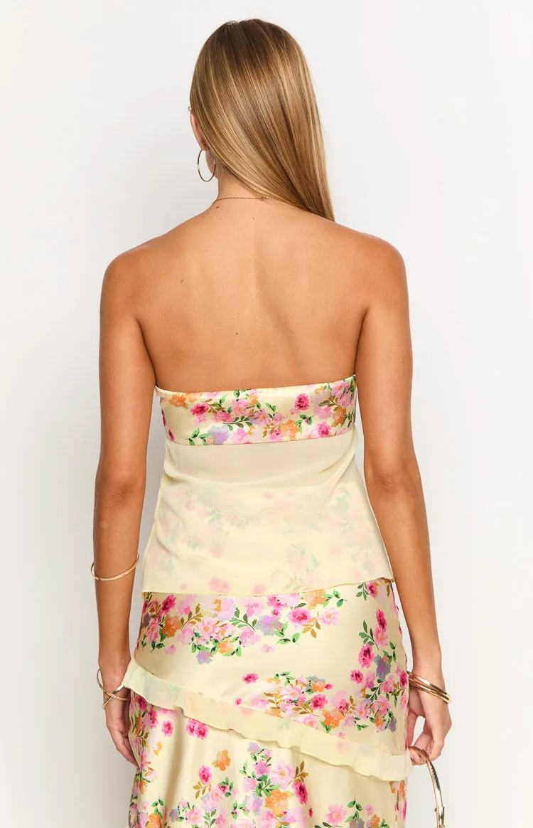 Jacqulin Yellow Bloom Strapless Top sold by Beginning Boutique product image thumbnail 5