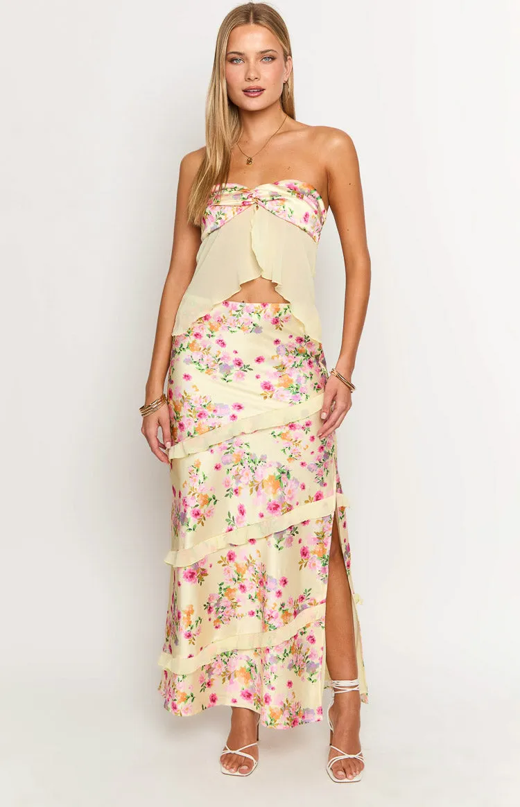 Saldana Yellow Bloom Maxi Skirt sold by Beginning Boutique product image thumbnail 5