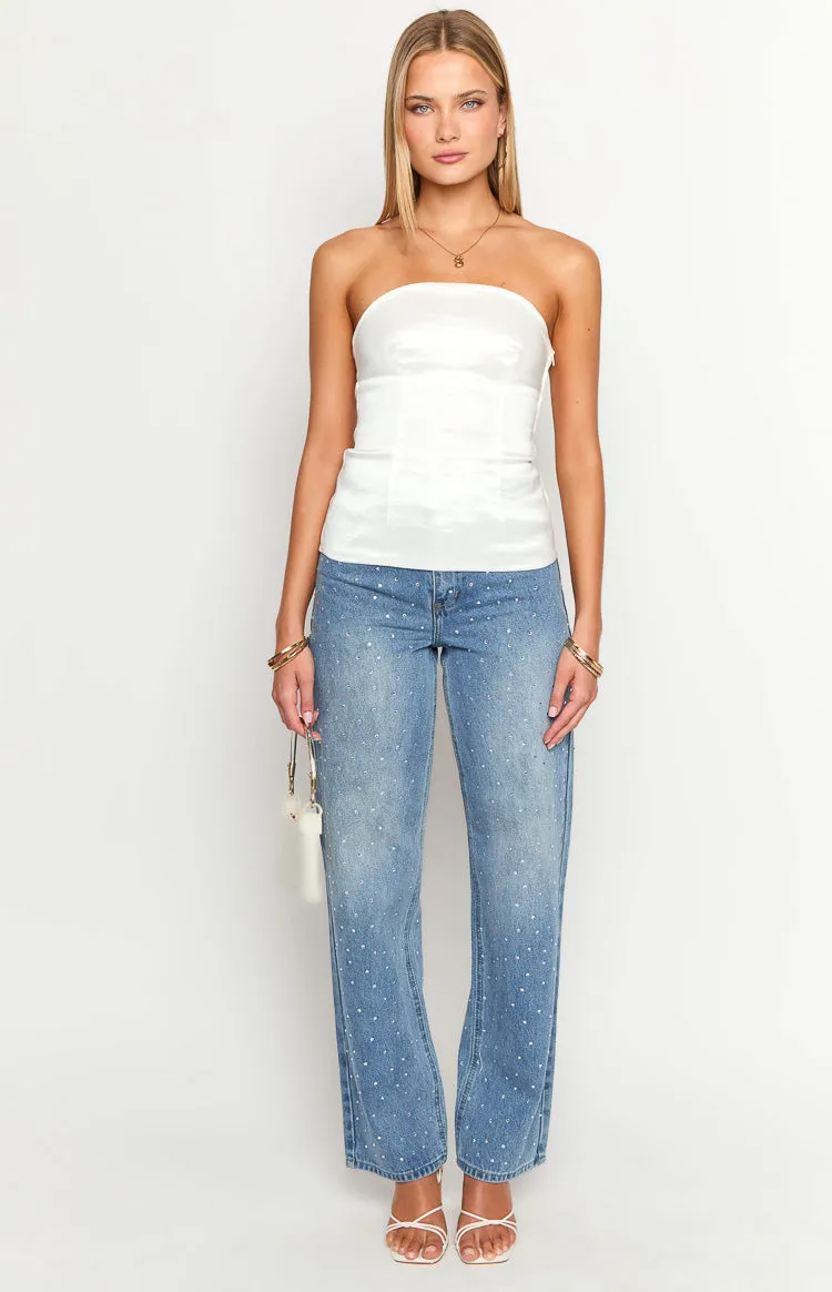 Alix White Bow Strapless Top sold by Beginning Boutique product image thumbnail 3