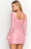 Iggy Pink Floral Long Sleeve Mini Dress sold by Beginning Boutique