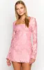 Iggy Pink Floral Long Sleeve Mini Dress sold by Beginning Boutique