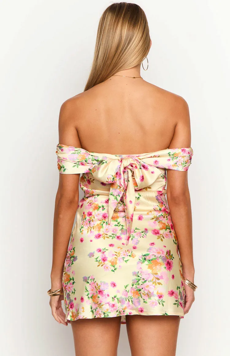 Primrose Yellow Bloom Off the Shoulder Mini Dress sold by Beginning Boutique product image thumbnail 5