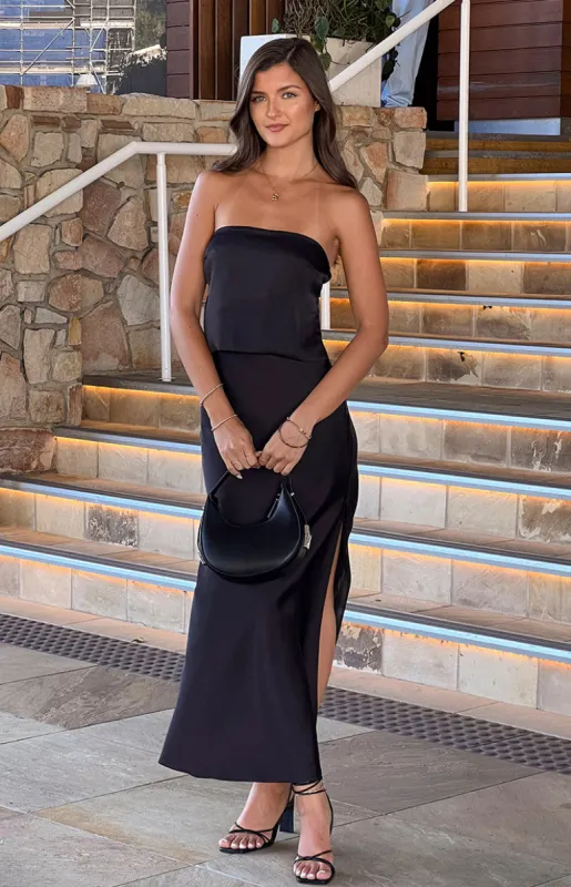 Genevieve Black Maxi Skirt sold by Beginning Boutique