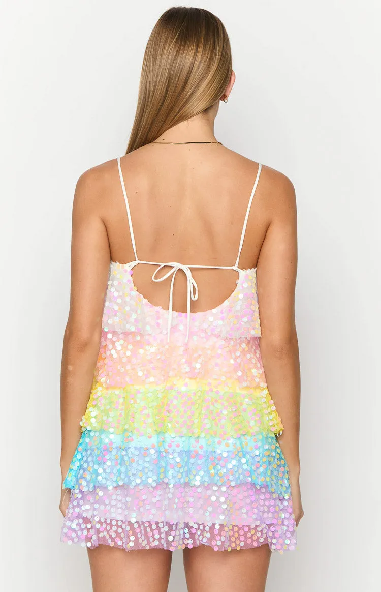 Darcy Rainbow Sparkle Mini Dress sold by Beginning Boutique product image thumbnail 5
