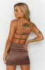 Trouble Brown Mini Dress sold by Beginning Boutique