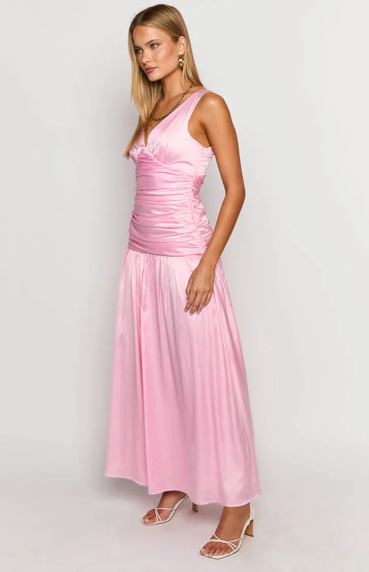 Jalyn Pink Gathered Maxi Dress sold by Beginning Boutique product image thumbnail 4
