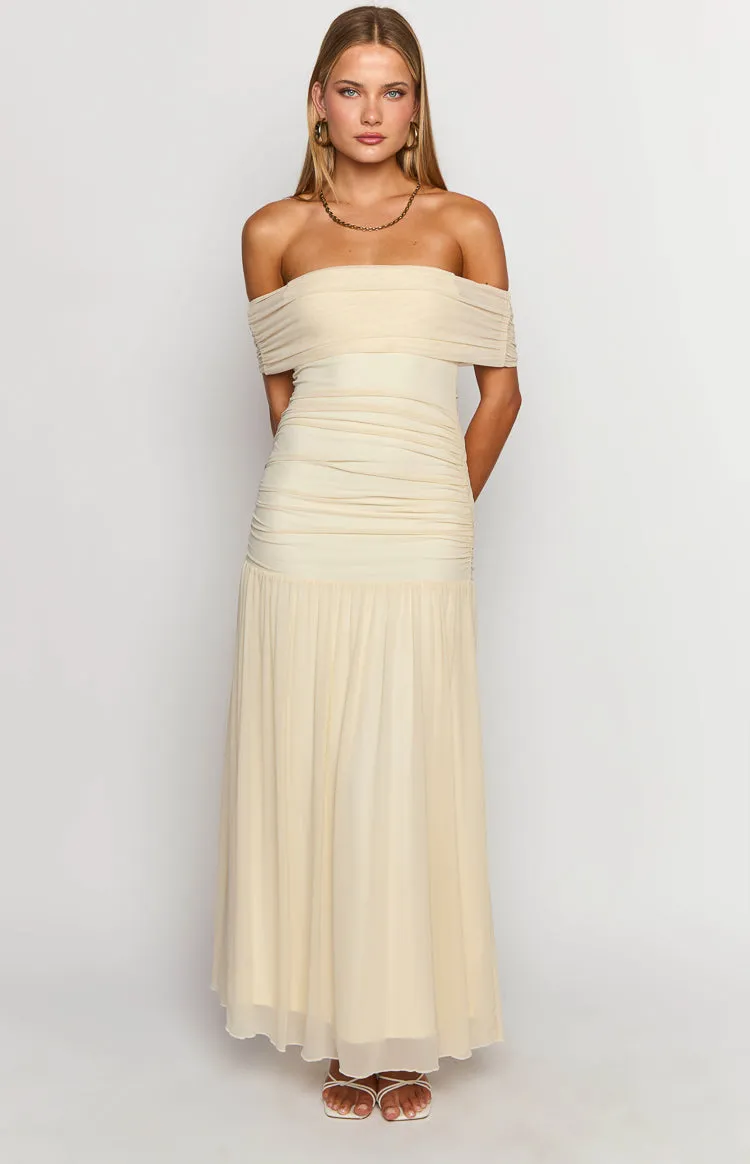 Joesy Cream Off The Shoulder Maxi Dress sold by Beginning Boutique product image thumbnail 5