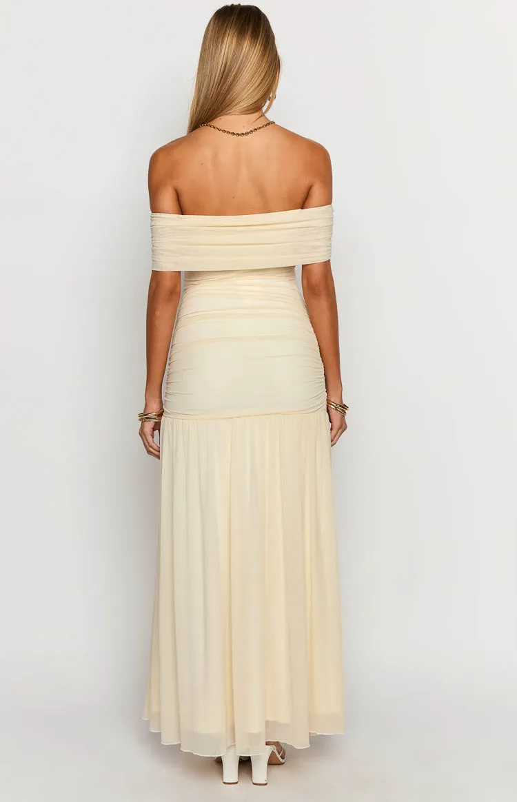 Joesy Cream Off The Shoulder Maxi Dress sold by Beginning Boutique product image thumbnail 4