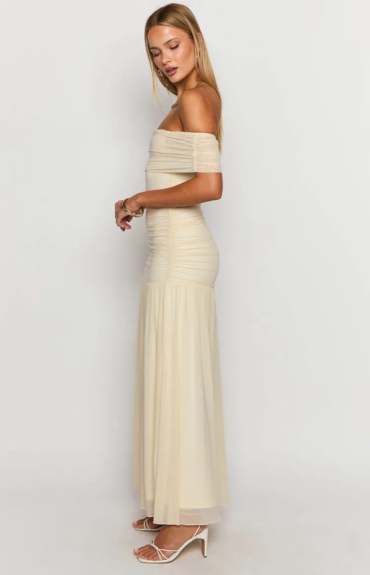 Joesy Cream Off The Shoulder Maxi Dress sold by Beginning Boutique product image thumbnail 3