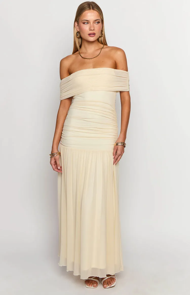 Joesy Cream Off The Shoulder Maxi Dress sold by Beginning Boutique product image thumbnail 2
