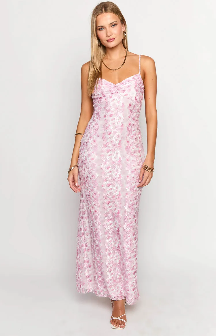Alanna Pink Lace Maxi Dress sold by Beginning Boutique product image thumbnail 3