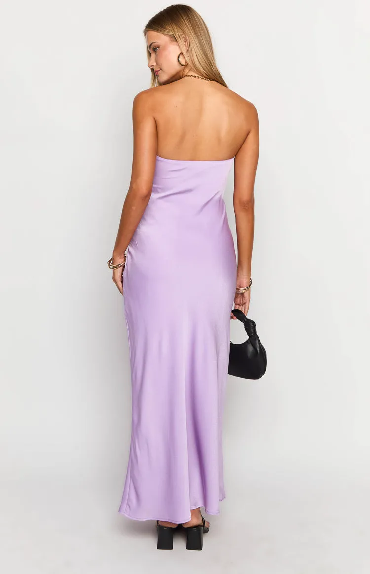 Ariella Lilac Satin Strapless Maxi Dress sold by Beginning Boutique product image thumbnail 5