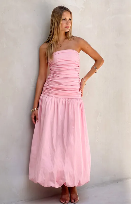 Boulevard Pink Strapless Maxi Dress sold by Beginning Boutique