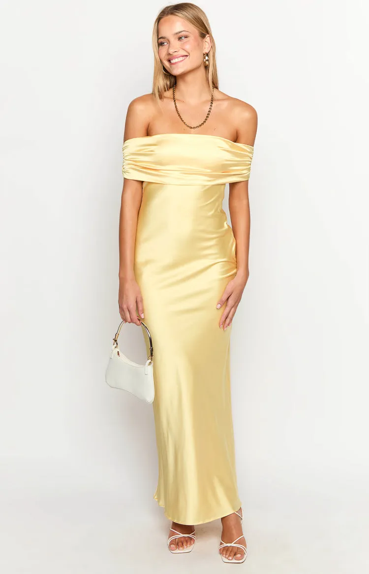 Seraphina Yellow Off The Shoulder Maxi Dress sold by Beginning Boutique product image thumbnail 3