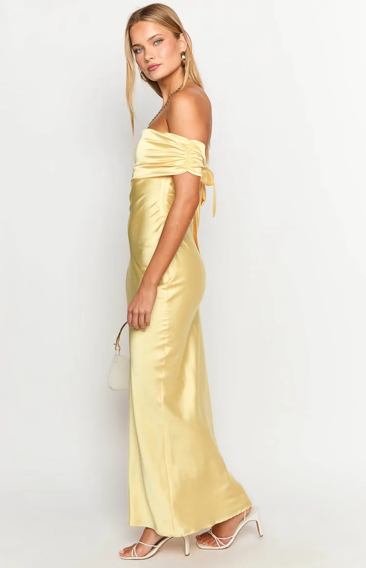 Seraphina Yellow Off The Shoulder Maxi Dress sold by Beginning Boutique product image thumbnail 4