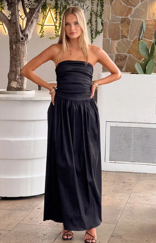 Dayton Black Strapless Maxi Dress sold by Beginning Boutique