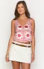 Ivory Petal Red Tile Print Top sold by Beginning Boutique