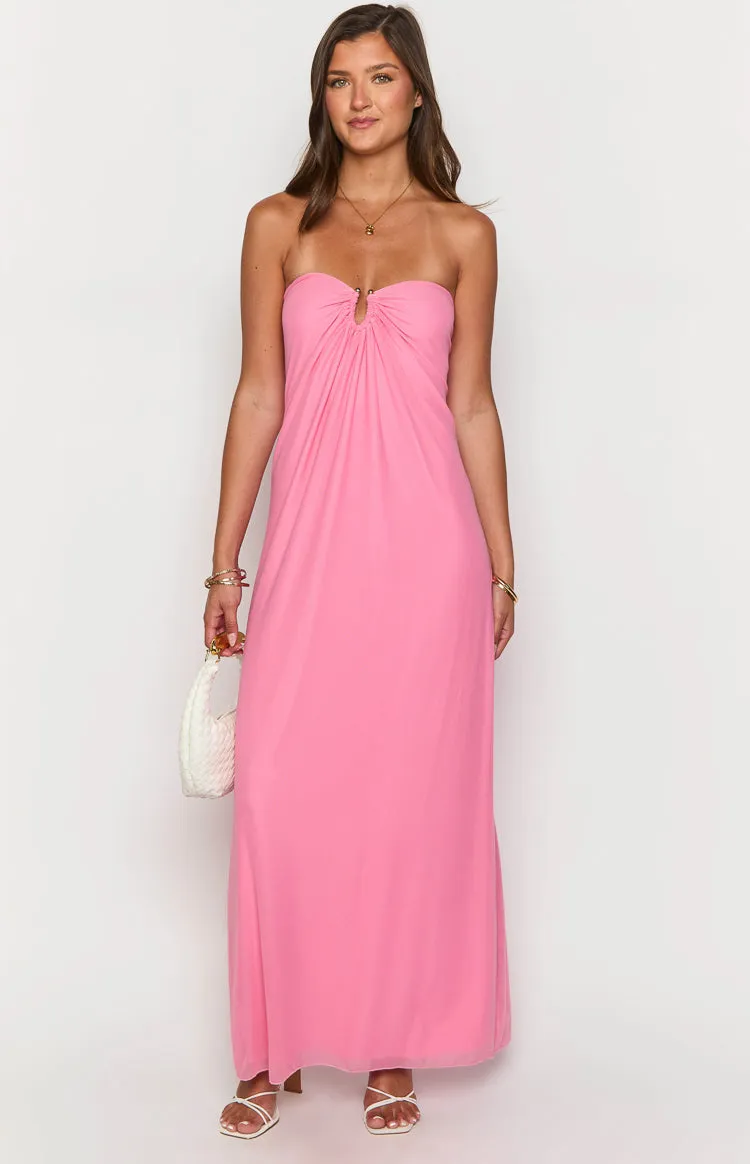 Brynner Pink Strapless Maxi Dress sold by Beginning Boutique product image thumbnail 3