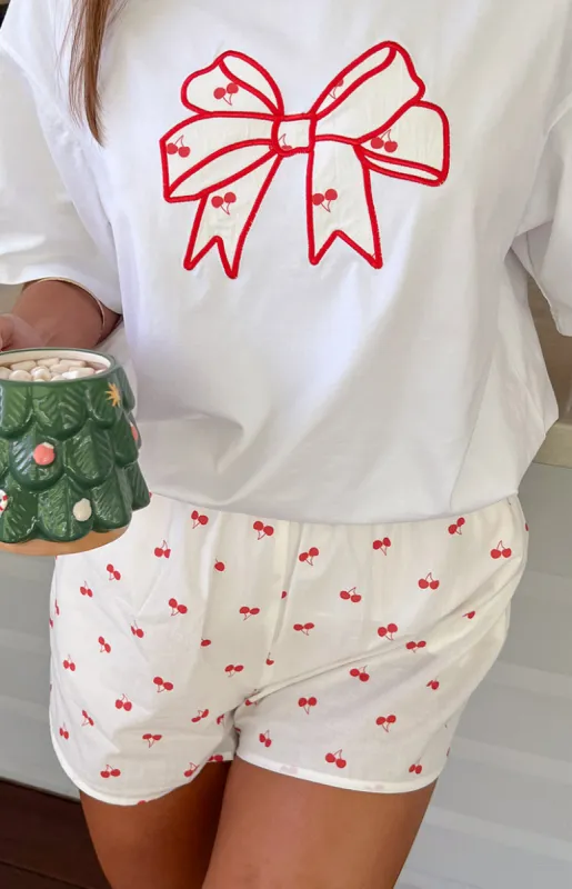 Alexea Cherry Print Pajama Shorts sold by Beginning Boutique