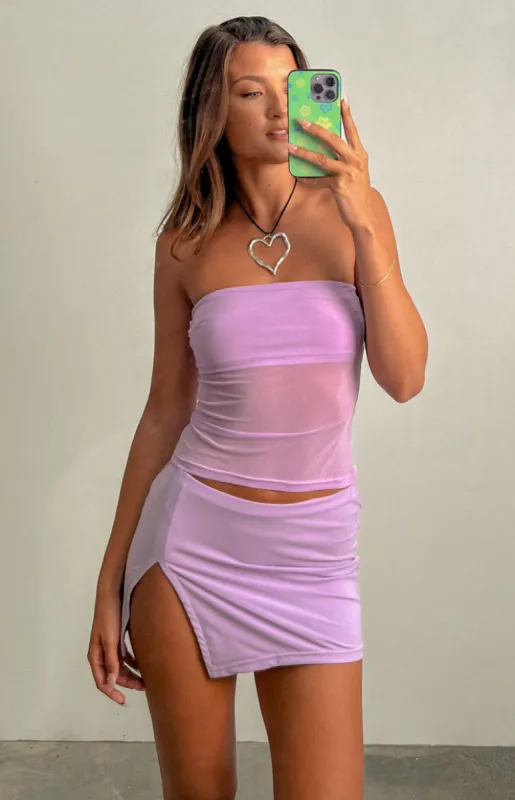 Hilux Lilac Mesh Bandeau Top sold by Beginning Boutique