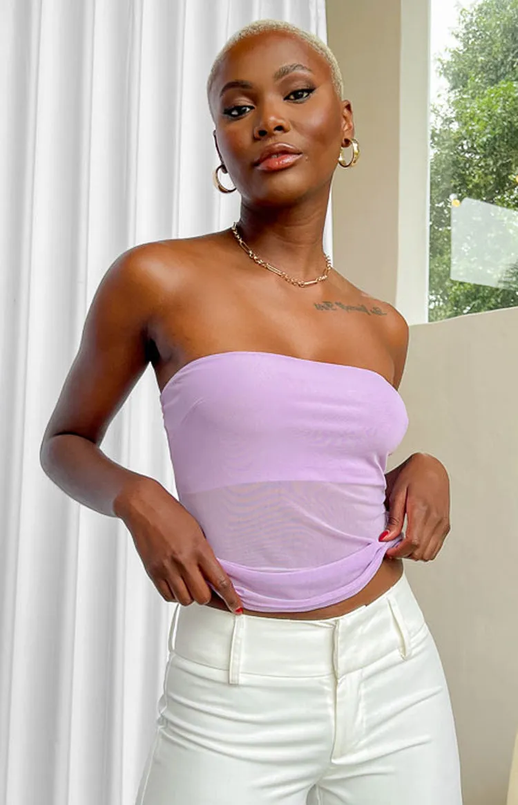 Hilux Lilac Mesh Bandeau Top sold by Beginning Boutique product image thumbnail 2