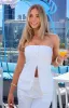 Dien White Strapless Button Up Top sold by Beginning Boutique
