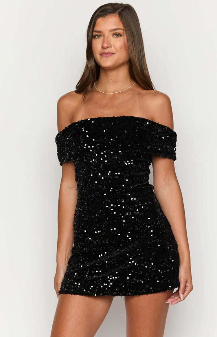 Zalea Black Sequin Mini Dress sold by Beginning Boutique product image thumbnail 2