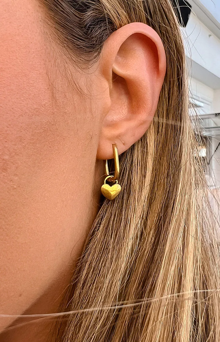 Berni Gold Heart Hoop Earrings sold by Beginning Boutique product image thumbnail 3