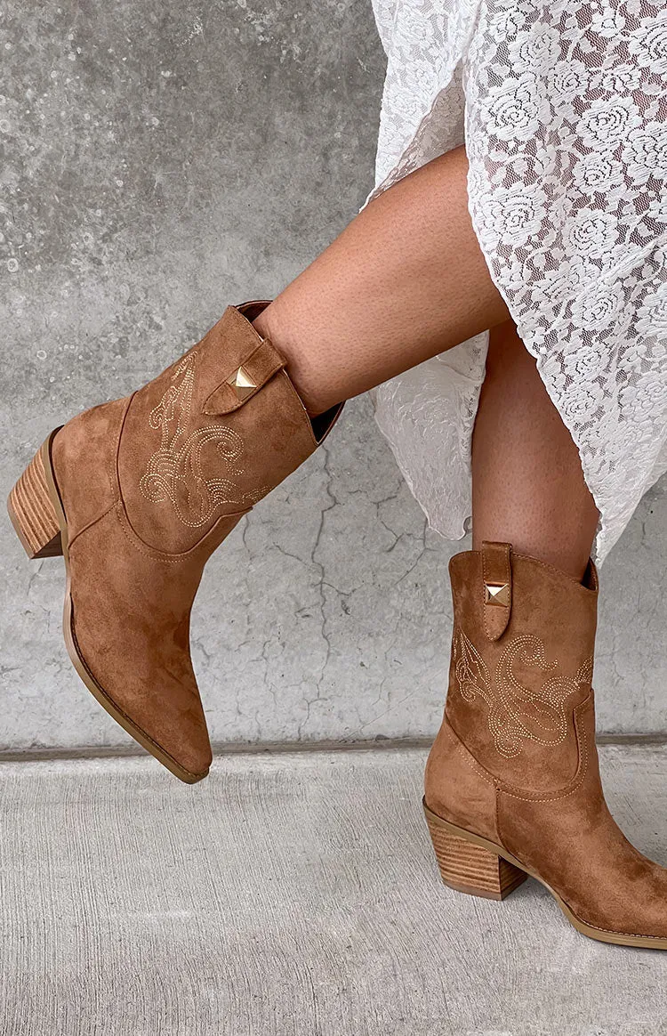 Billini Darla Tan Cowboy Boots sold by Beginning Boutique