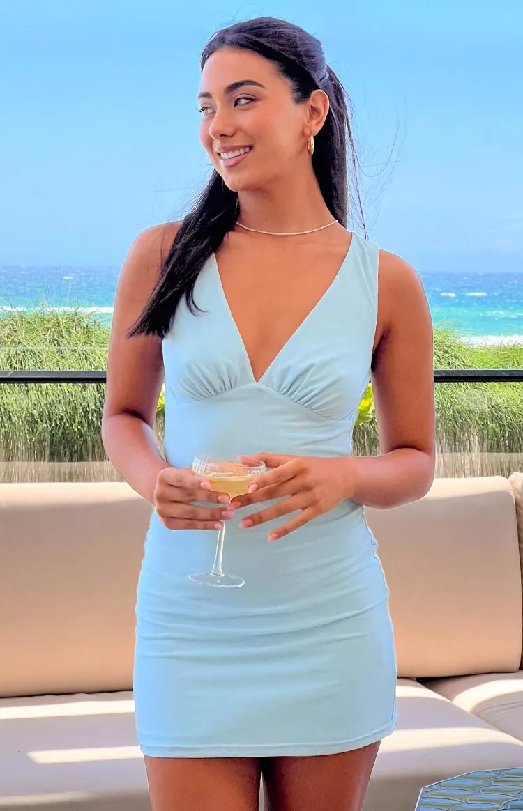 Harrie Blue Mini Dress sold by Beginning Boutique