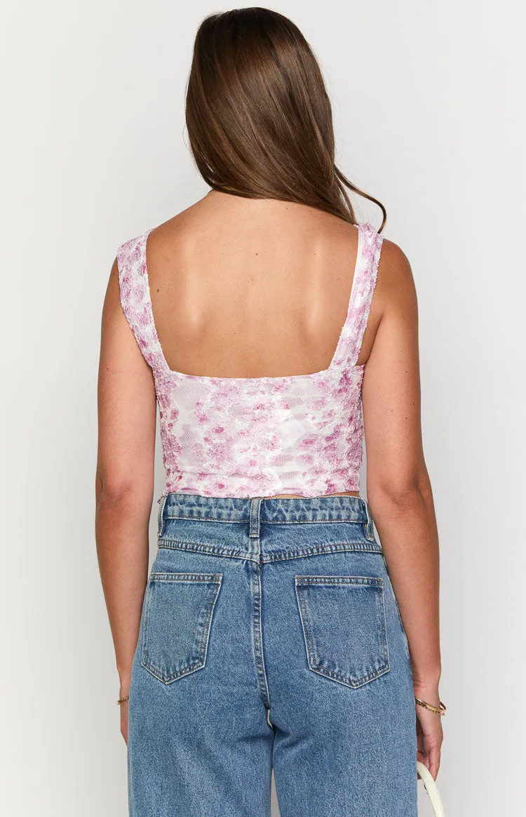 Vida Pink Lace Bow Top sold by Beginning Boutique product image thumbnail 5