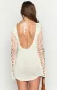 Amlee White Crochet Long Sleeve Mini Dress sold by Beginning Boutique