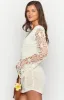 Amlee White Crochet Long Sleeve Mini Dress sold by Beginning Boutique