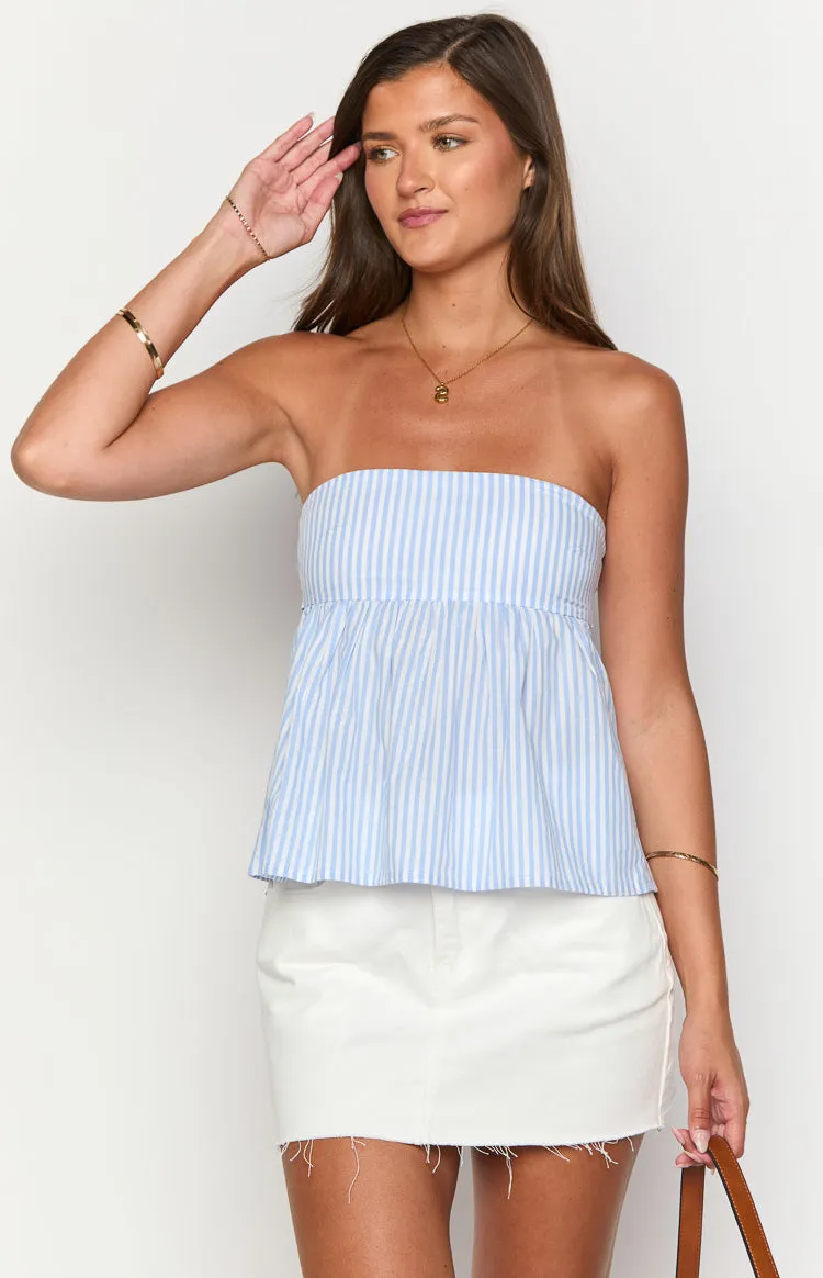 Klee Light Blue Strapless Tie Back Top sold by Beginning Boutique product image thumbnail 2