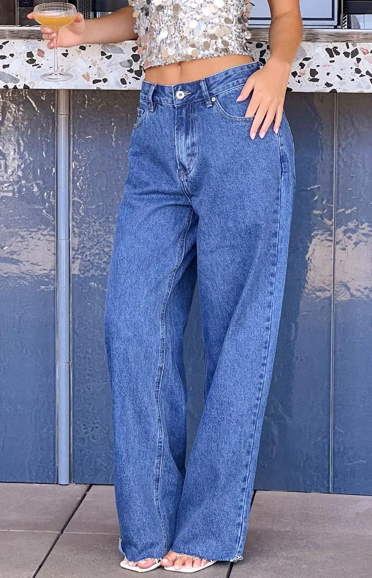 She's Yours Mid Wash Denim Wide Leg Boyfriend Jeans sold by Beginning Boutique product image thumbnail 2
