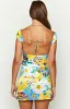Anna Blue Floral Satin Top sold by Beginning Boutique
