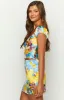 Anna Blue Floral Satin Top sold by Beginning Boutique
