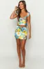 Anna Blue Floral Satin Top sold by Beginning Boutique