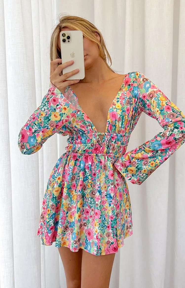 Genovia Floral Long Sleeve Mini Dress sold by Beginning Boutique