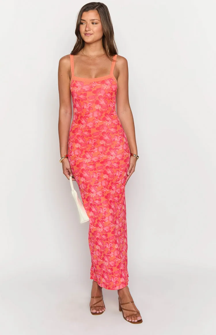 Kelly Orange Floral Maxi Dress sold by Beginning Boutique product image thumbnail 2