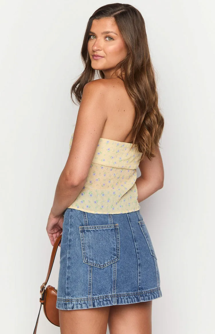 Darcy Mid Wash Denim High Waisted Mini Skirt sold by Beginning Boutique product image thumbnail 5