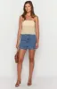 Darcy Mid Wash Denim High Waisted Mini Skirt sold by Beginning Boutique