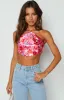 Gina Pink Floral Halter Top sold by Beginning Boutique