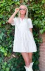 Frances White Linen Tiered Dress sold by Beginning Boutique