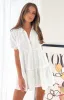 Frances White Linen Tiered Dress sold by Beginning Boutique