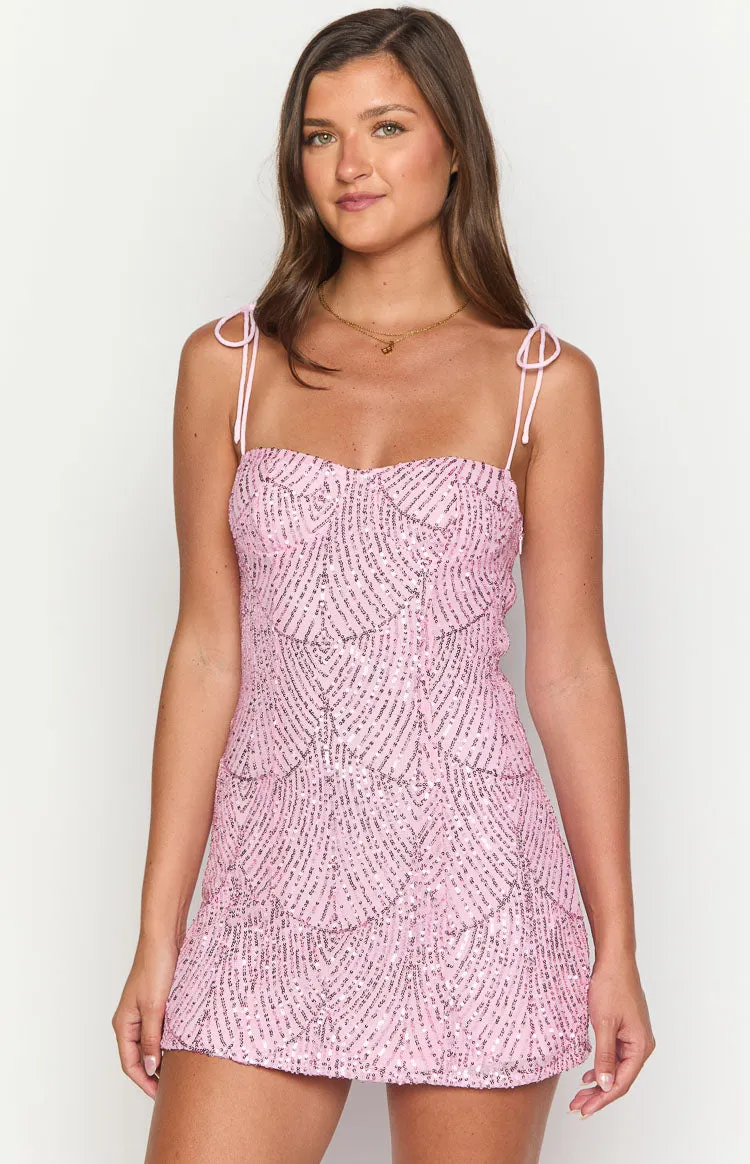 Penny Lane Pink Sequin Mini Dress sold by Beginning Boutique product image thumbnail 2