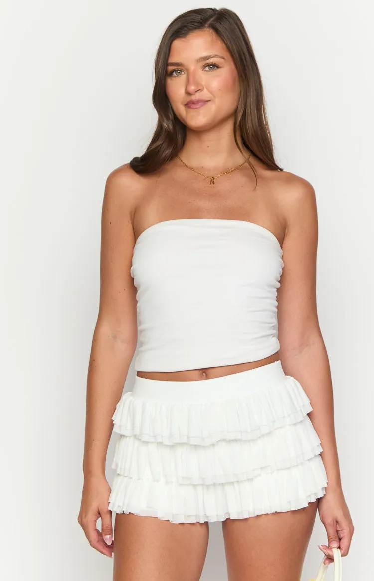Belle White Ruffle Shorts sold by Beginning Boutique product image thumbnail 2